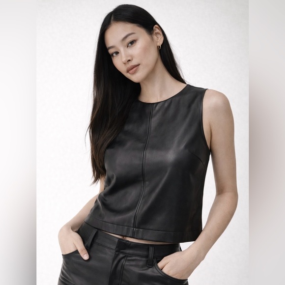 Abercrombie & Fitch Tops - 🖤 Abercrombie & Fitch Faux Leather Sleeveless Top – Size M